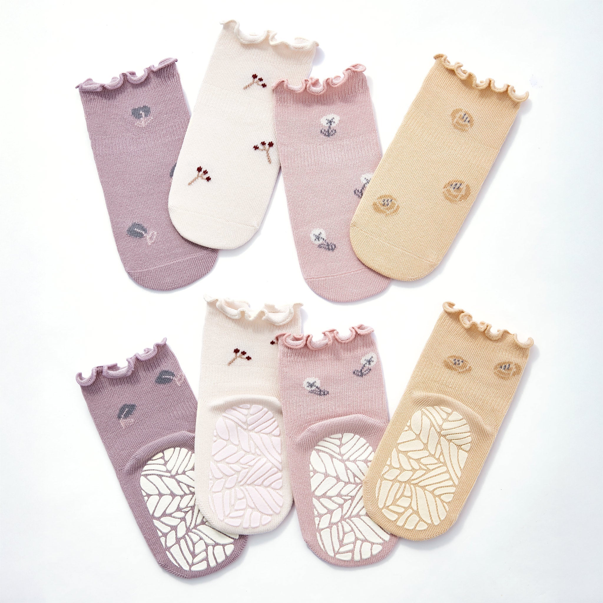 Organic- 4 Pairs of Stay-On Baby & Toddler Non-Slip Socks