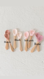 Fork & Spoon Silicone/Wooden Utilities Set