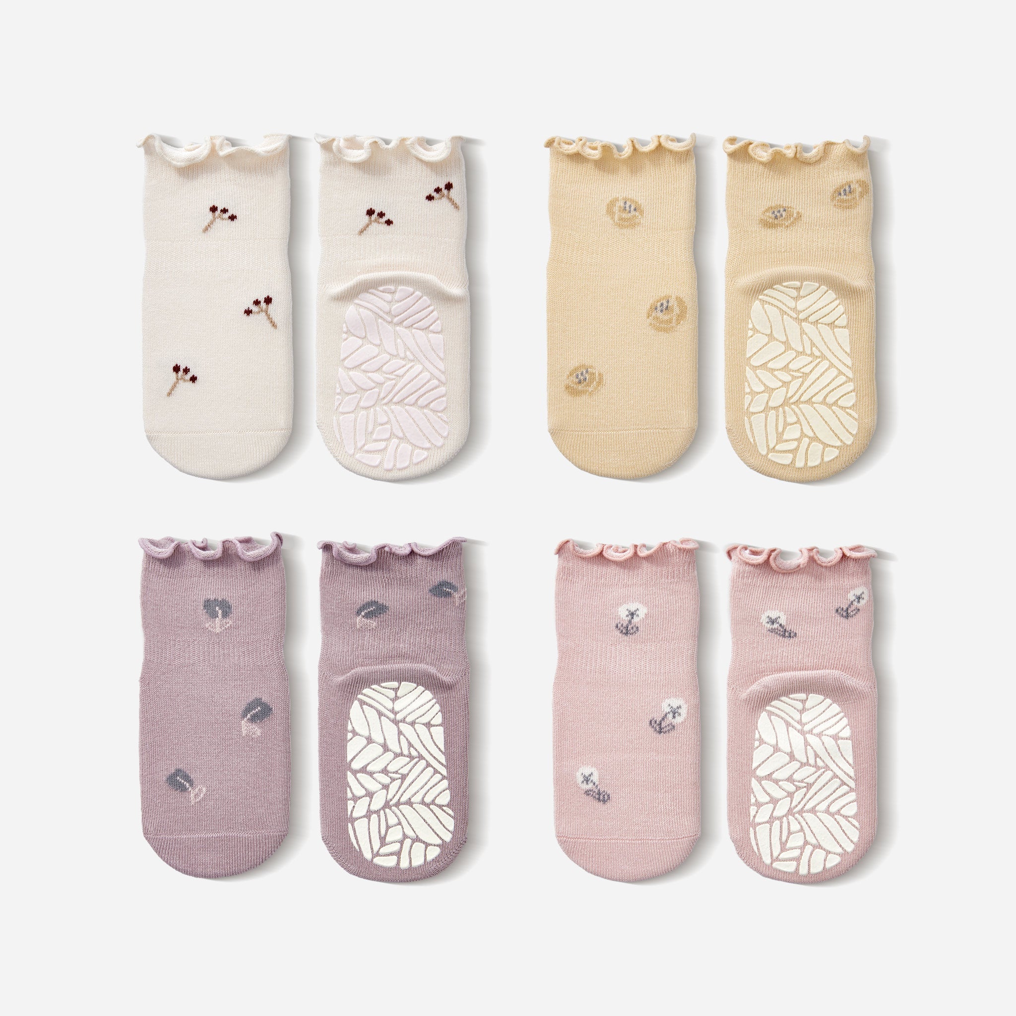 Organic- 4 Pairs of Stay-On Baby & Toddler Non-Slip Socks