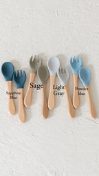 Fork & Spoon Silicone/Wooden Utilities Set