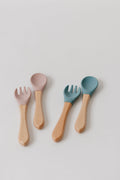 Fork & Spoon Silicone/Wooden Utilities Set