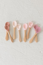 Fork & Spoon Silicone/Wooden Utilities Set