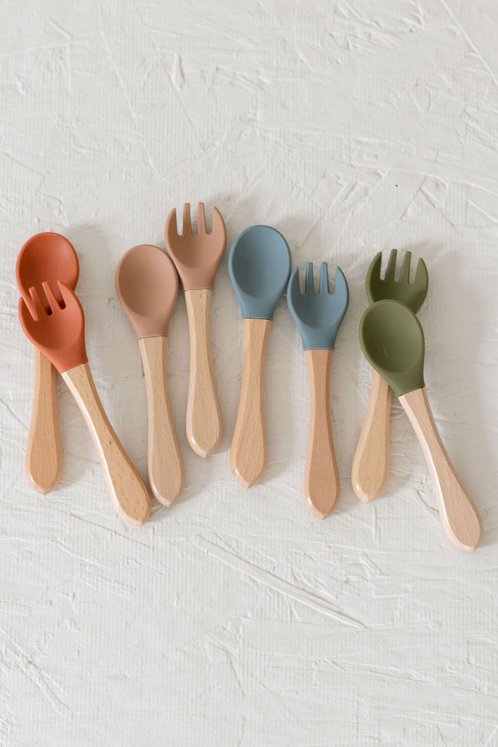 Fork & Spoon Silicone/Wooden Utilities Set