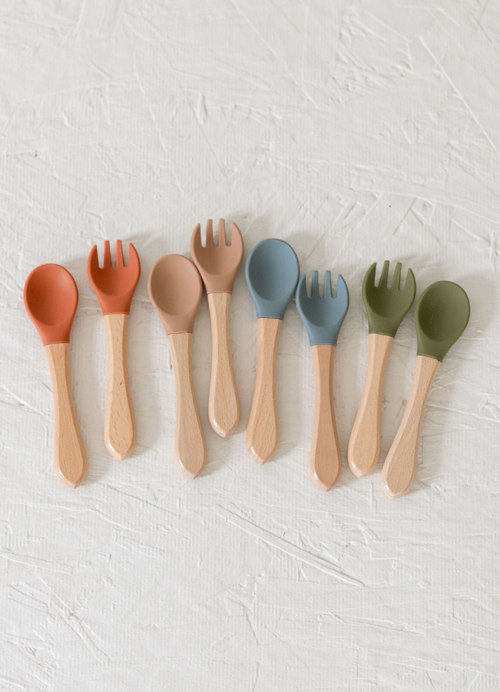 Fork & Spoon Silicone/Wooden Utilities Set