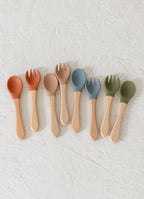 Fork & Spoon Silicone/Wooden Utilities Set