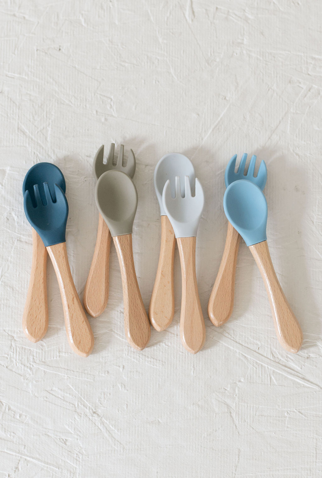 Fork & Spoon Silicone/Wooden Utilities Set