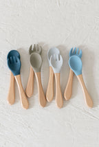 Fork & Spoon Silicone/Wooden Utilities Set