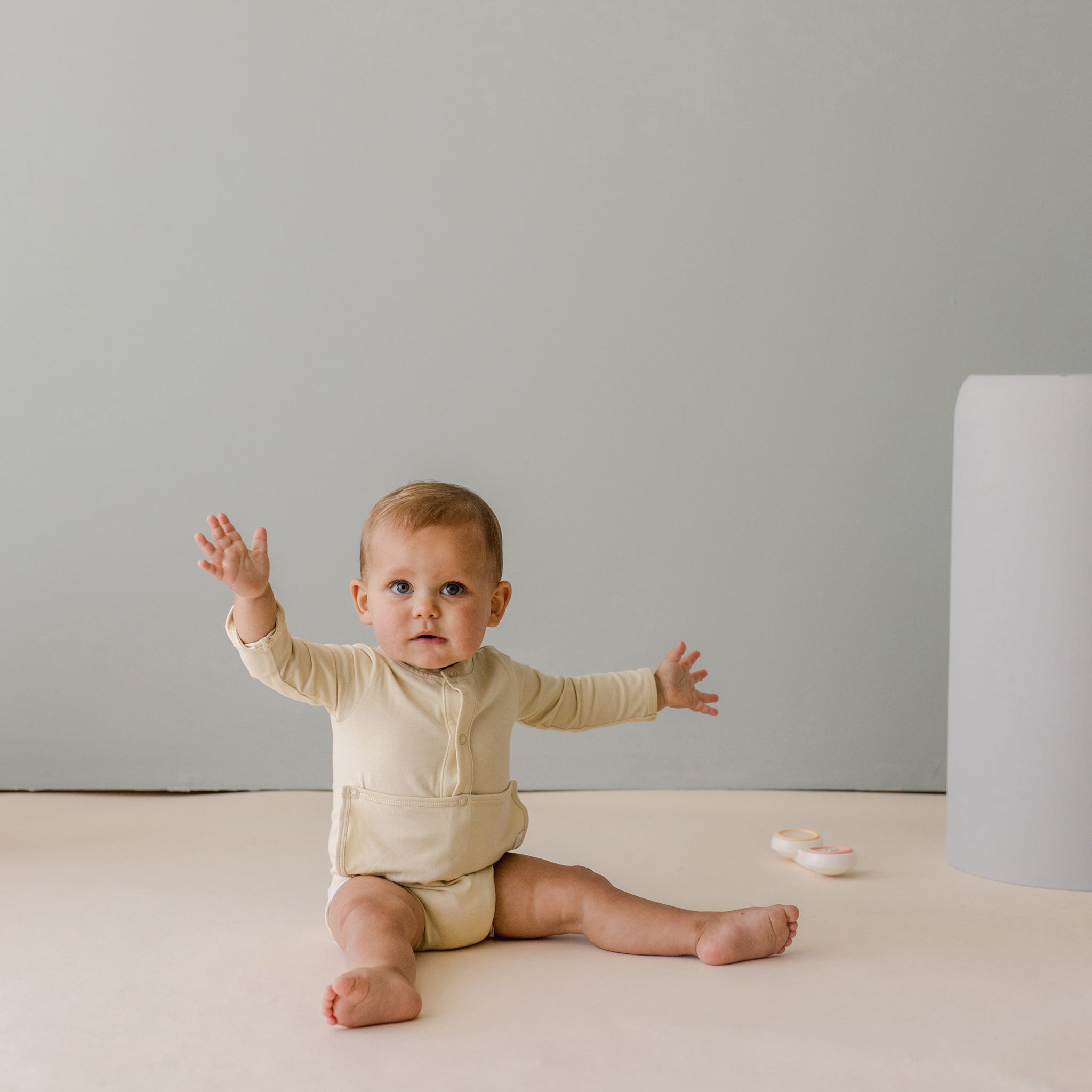 Cotton Front flap Onesie | Buttercream