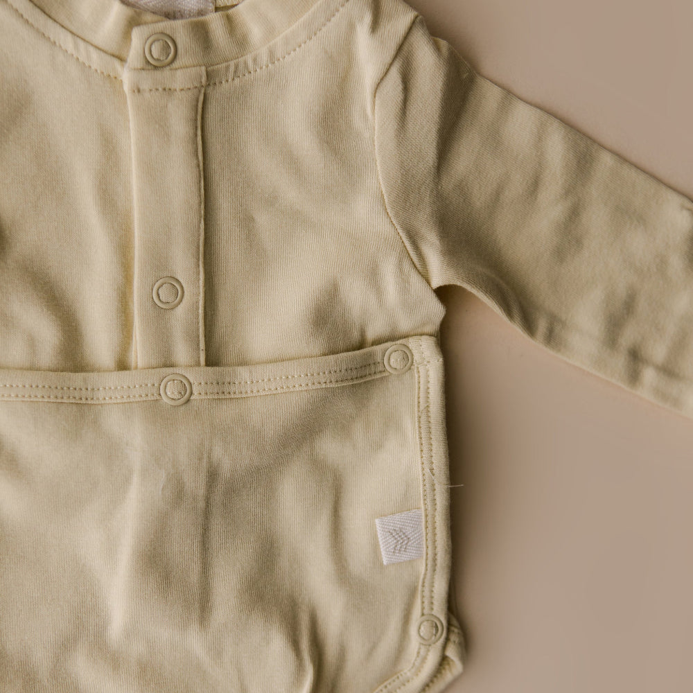 Cotton Front flap Onesie | Buttercream