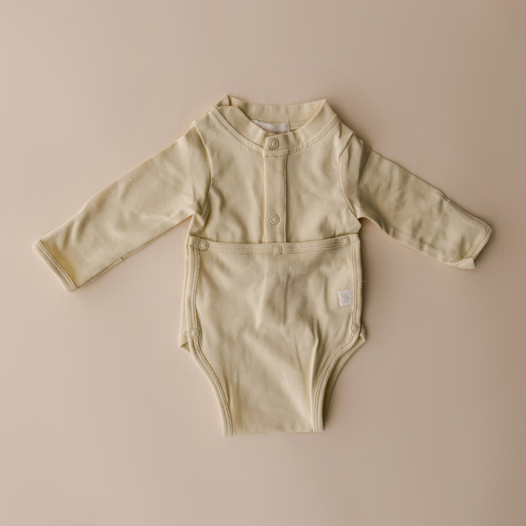 Cotton Front flap Onesie | Buttercream