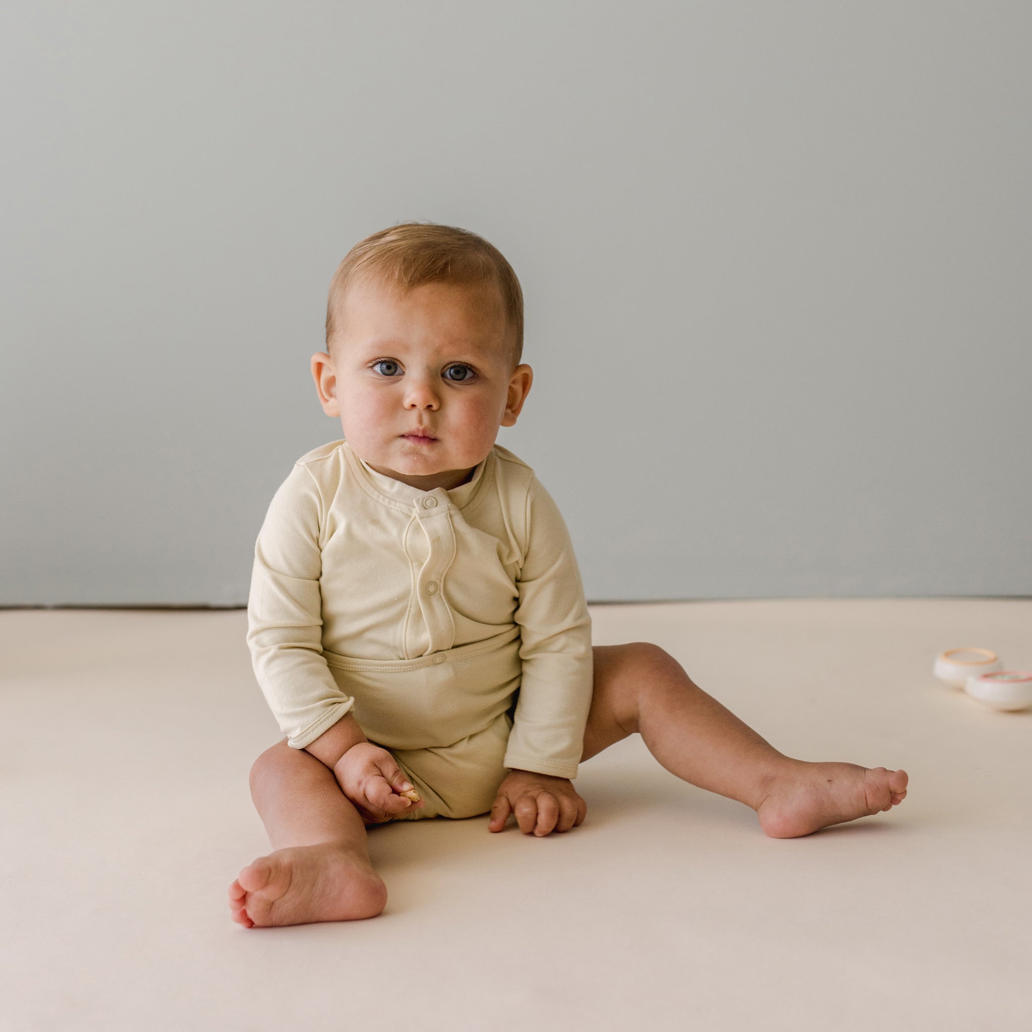 Cotton Front flap Onesie | Buttercream