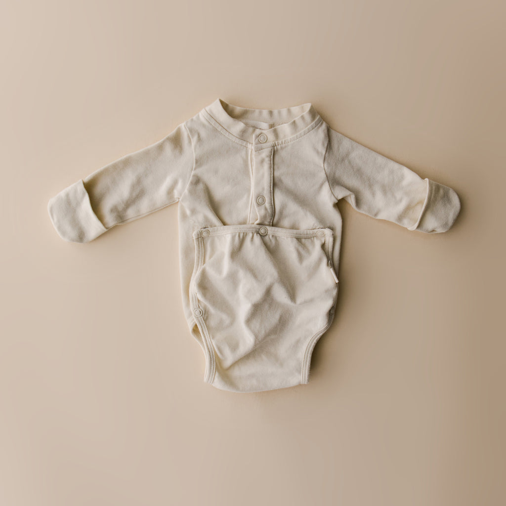 Cotton Front flap Onesie | Natural