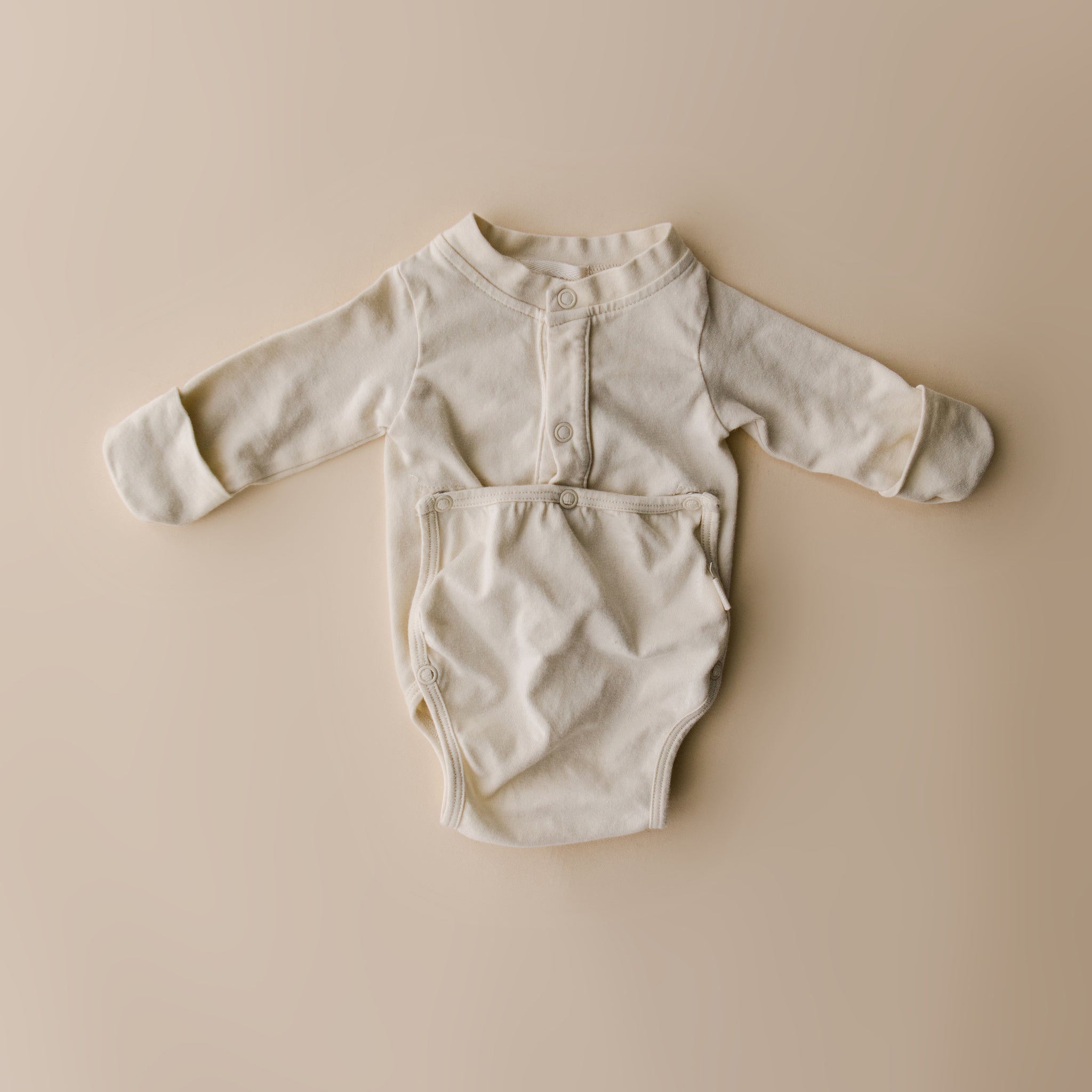 Cotton Front flap Onesie | Natural