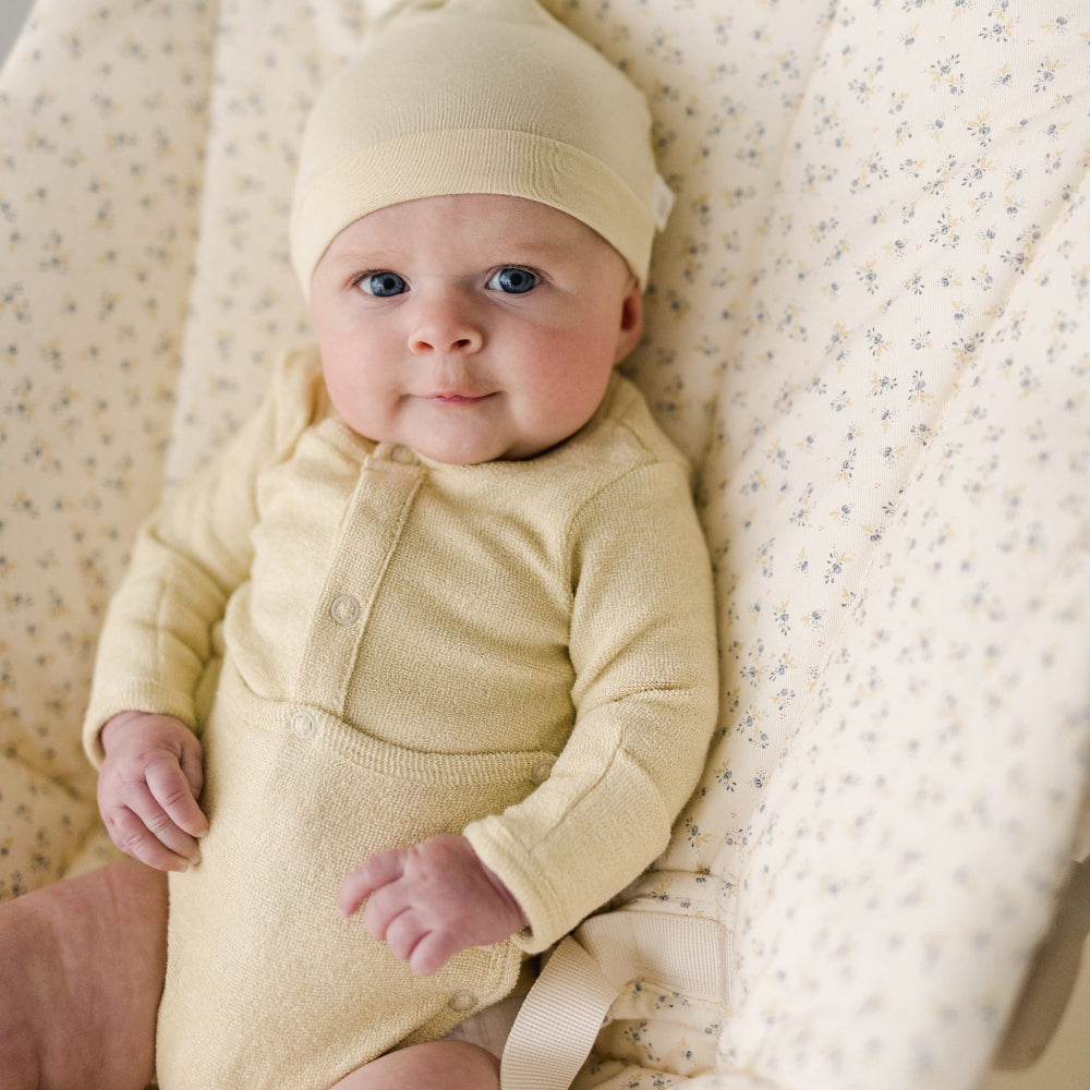 Terry Front flap Onesie | Buttercream