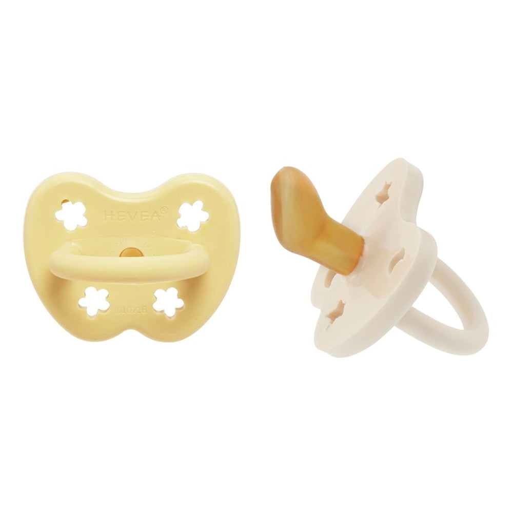 Hevea Pacifier 2 pack | Pale Butter & Milky White Orthodontic