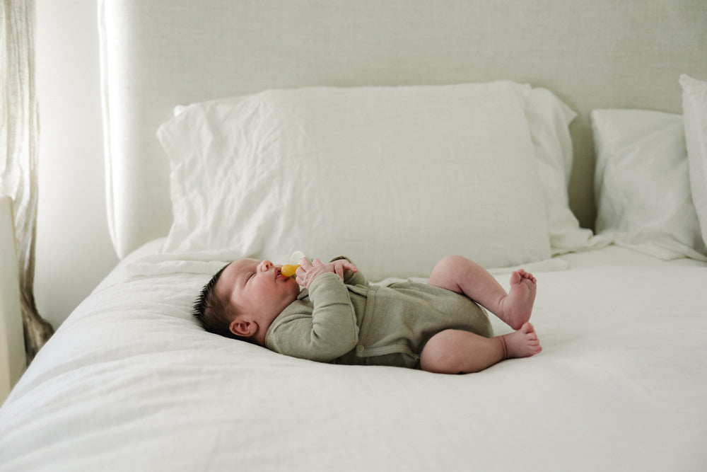 Terry Front flap Onesie | Taupe